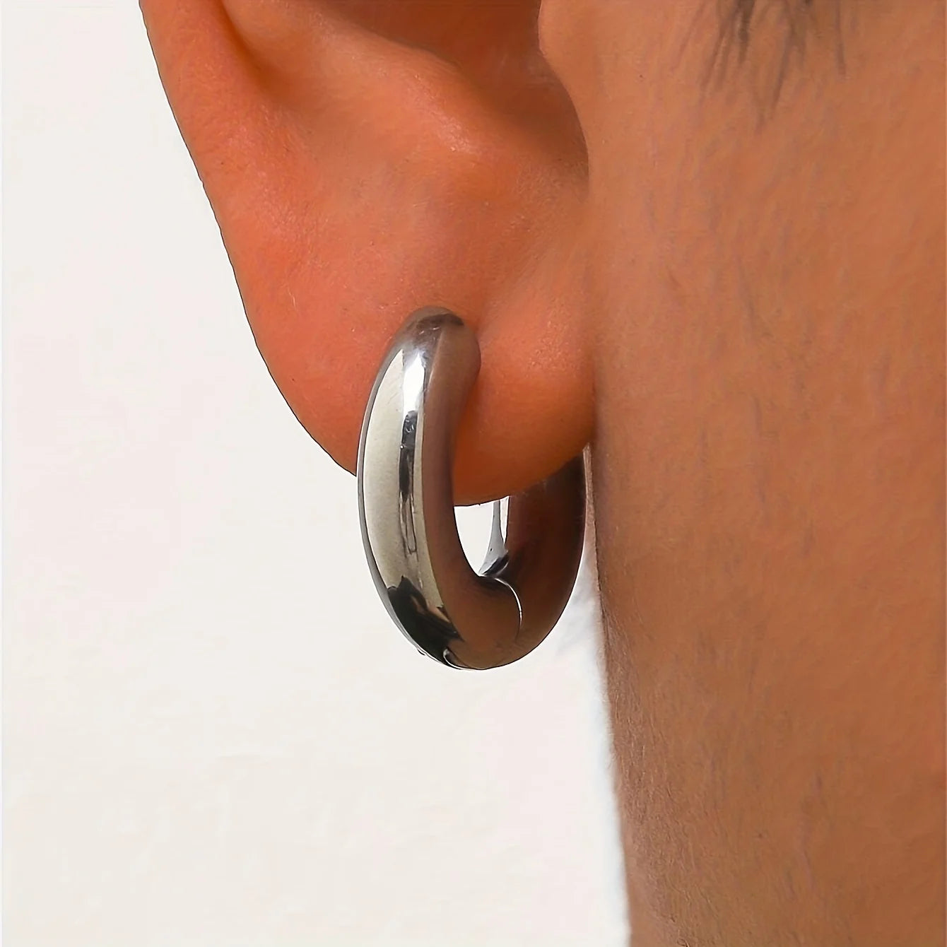 Brincos de argola de aço inoxidável para homens e mulheres, brinco redondo, jóias hipérbole, preto, prata, cor dourada, tom, tamanho grande, 10-20mm, 1 par