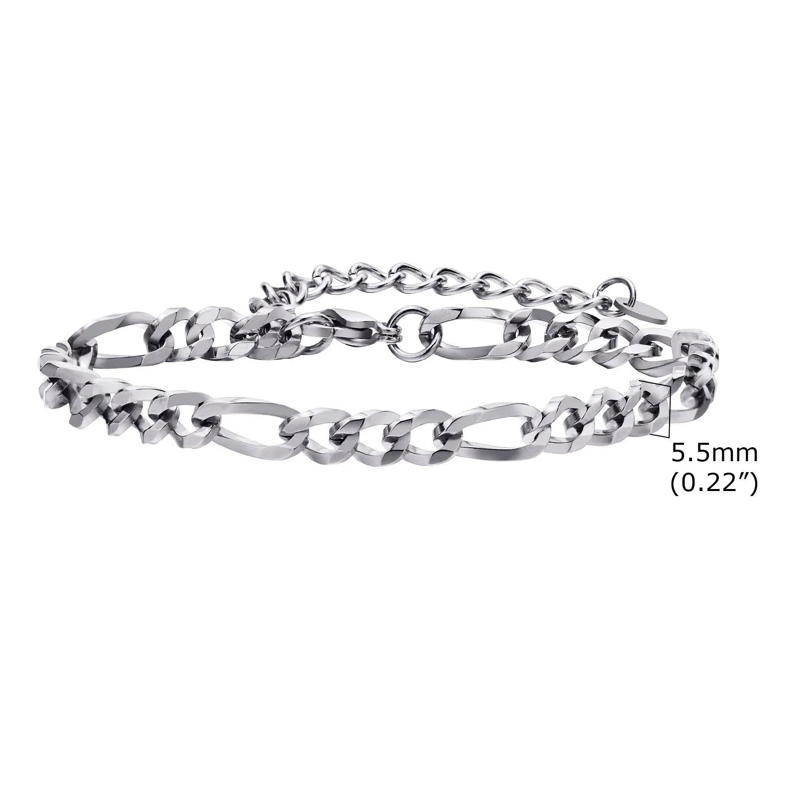 Pulseira Figaro Masculina em Aço Inoxidável - Estilo Clássico