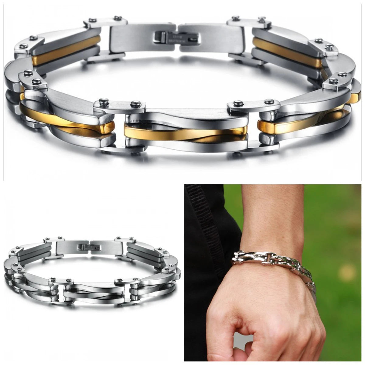 Pulseira Losango de Dois Tons-Loja Melanio