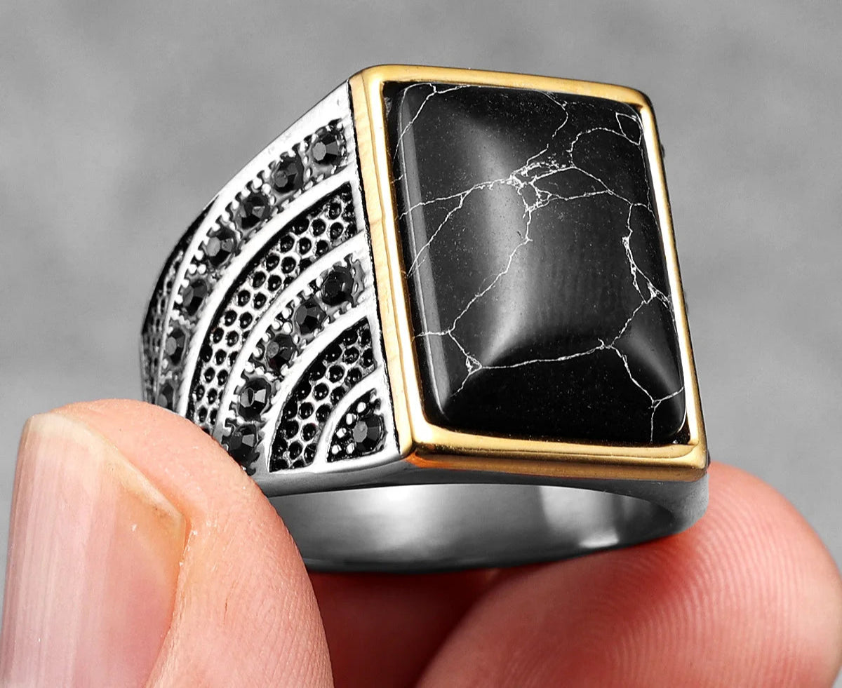 Anéis de pedras preciosas simples 316l anel de aço inoxidável na moda luxo masculino elegante strass para masculino namorado jóias presente clássico