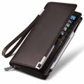 Carteira Masculina Longa Multi-slot em Couro PU com Zíper