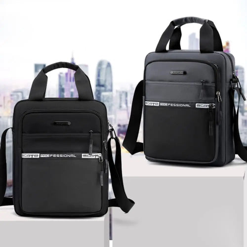 Bolsa de ombro de negócios masculina, grande capacidade, pano Oxford, impermeável, multifuncional, casual, monocromática, alta qualidade, moda
