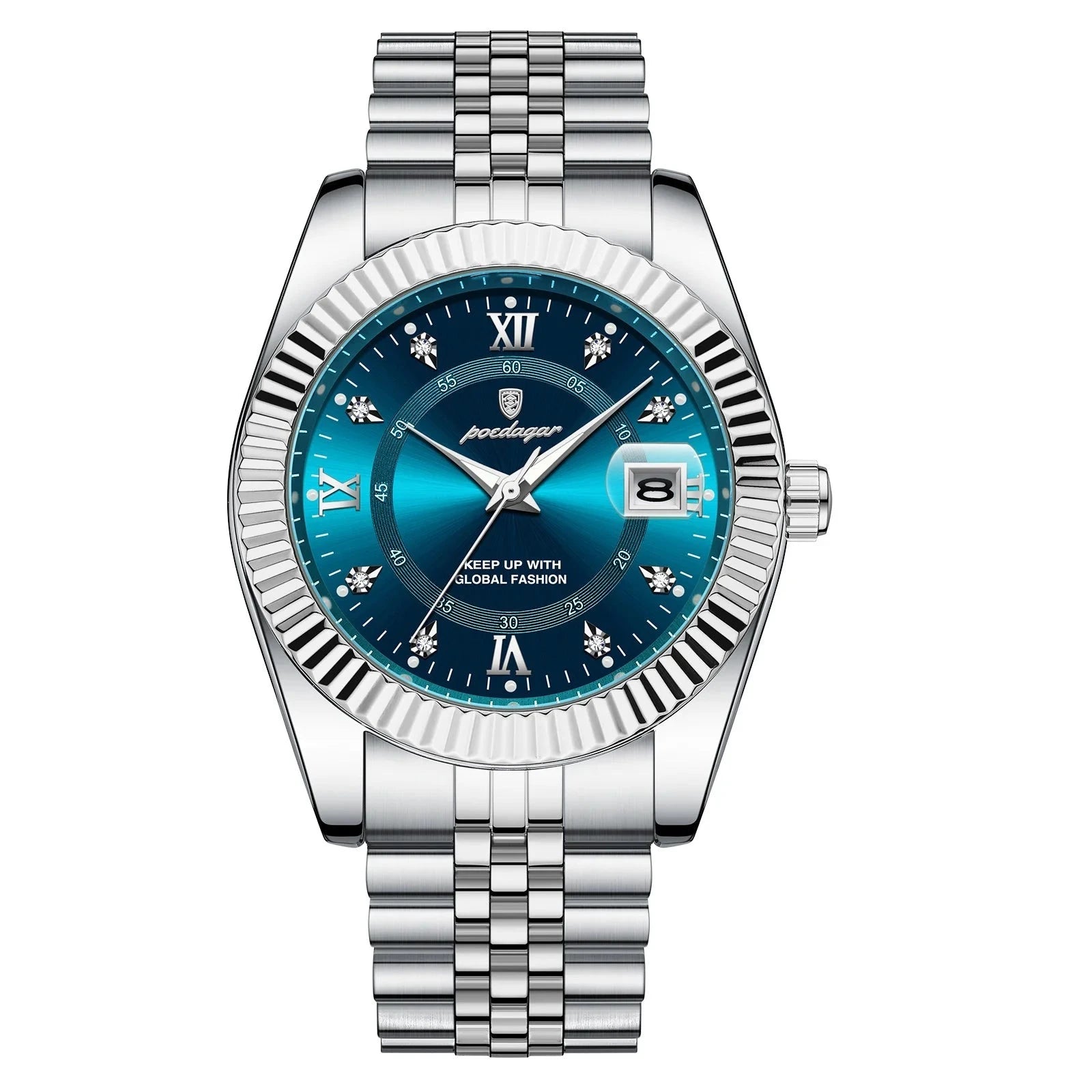 Relógio de Pulso Masculino Quartzo Prata Azul- Melanio