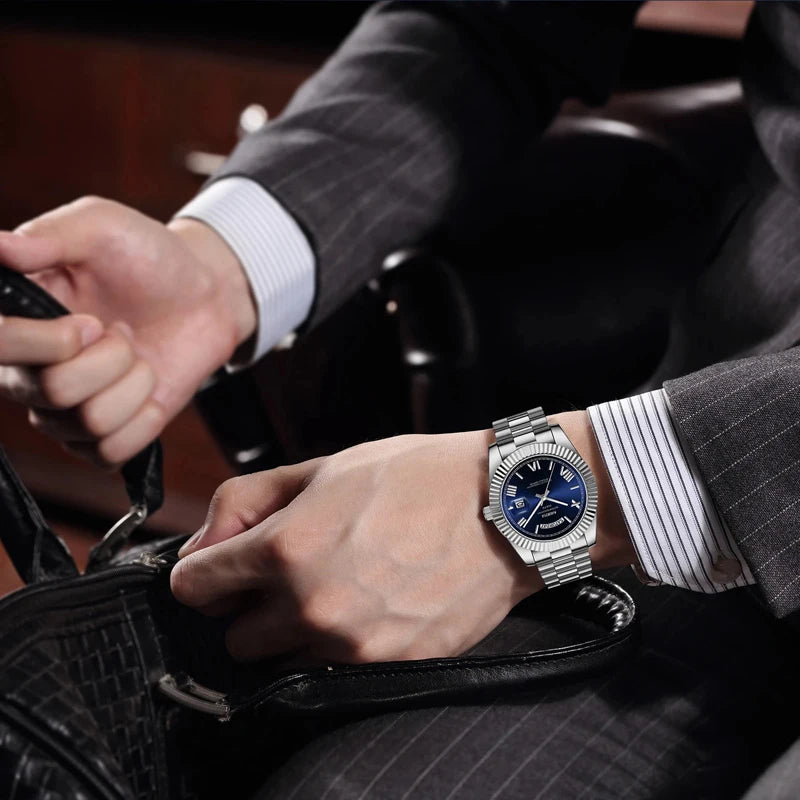 Relógio Masculino Quartzo Azul prateado- Melanio