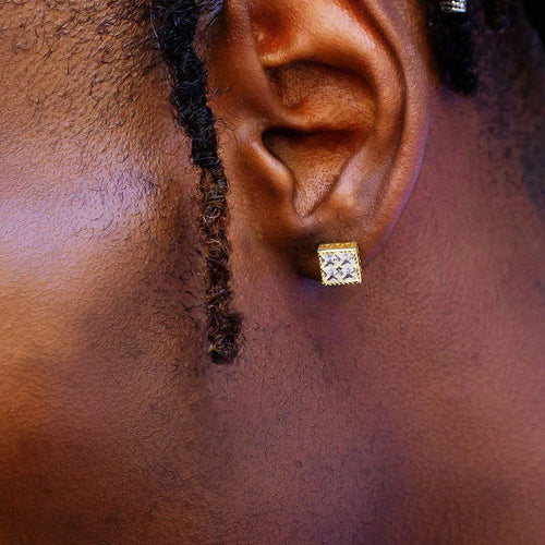Hip hop quadrado strass brincos para homens mulheres geométrica luxo brilhante micropavé zircão cor do falso pedra orelha studs jóias