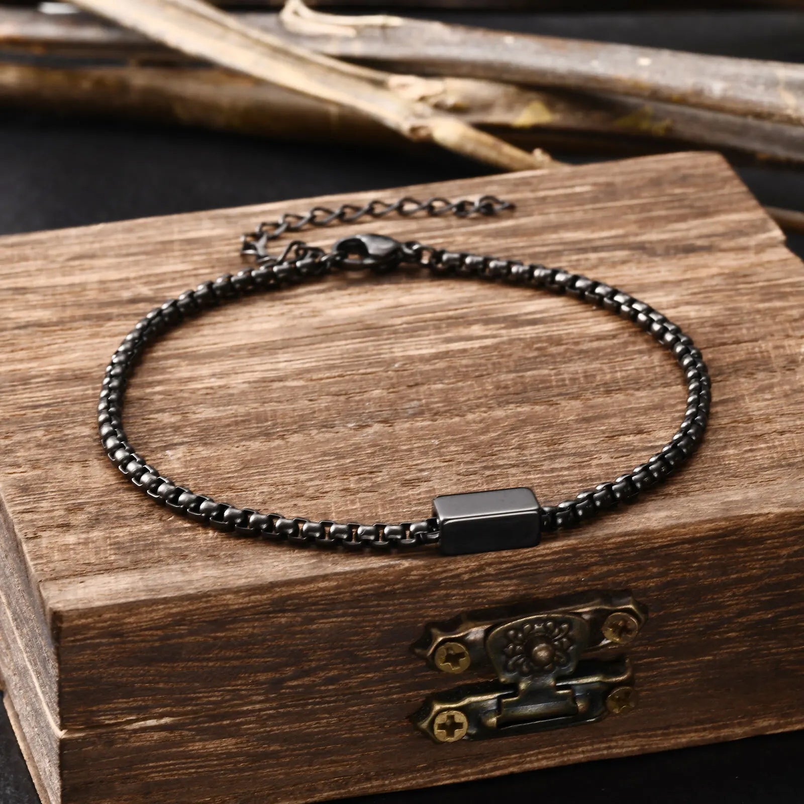 Pulseira Masculina Geométrica de Aço Inoxidável VNOX