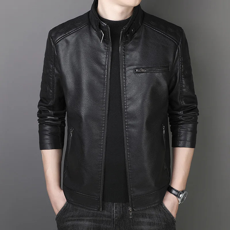 Jaqueta de Couro Masculina Estilo Moto & Biker