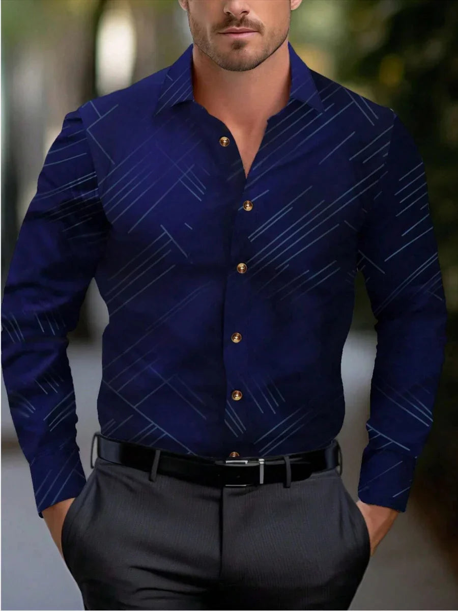 Camisa Masculina Listrada Elegante