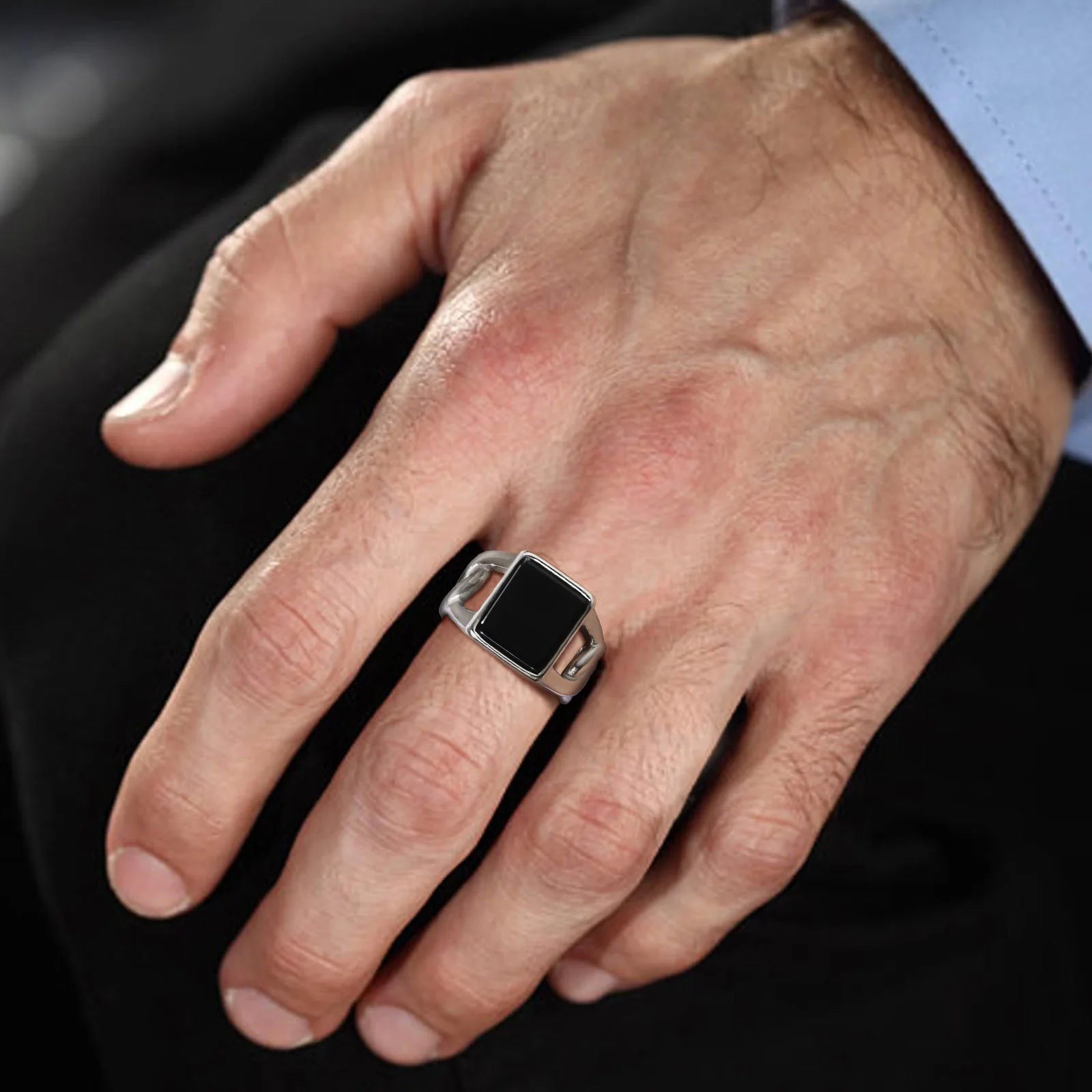 Anel Quadrado,Anel Titânio Sonho,Anel Ouro Masculino Quadrado-Loja Melanio