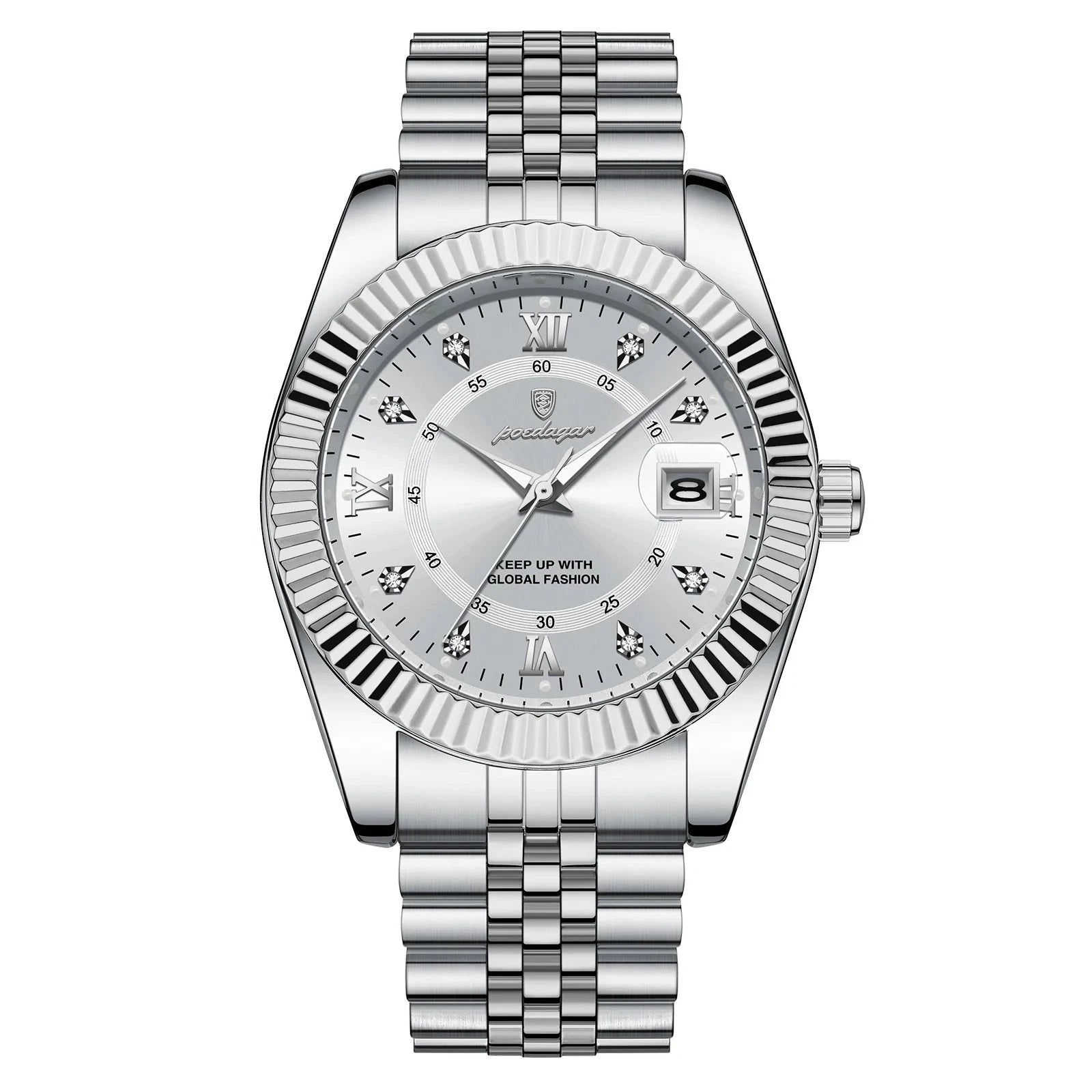 Relógio de Pulso Masculino Quartzo Prata Branco- Melanio