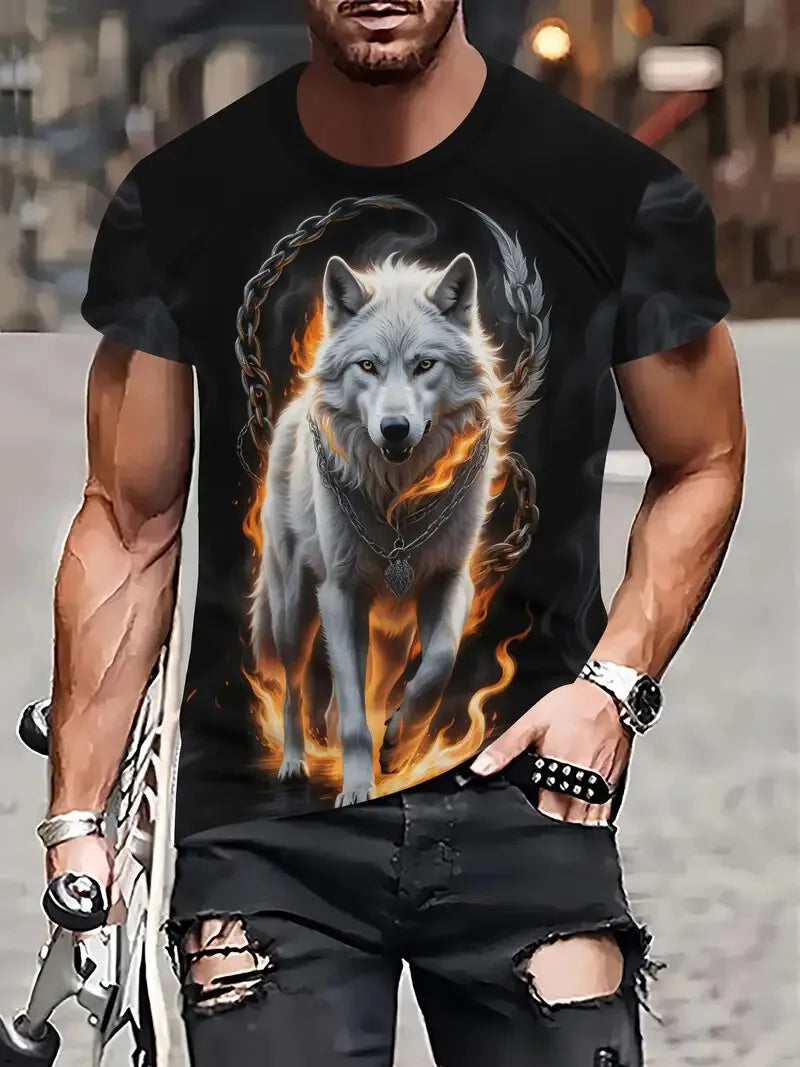 Camiseta Lobo Estampa Masculina
