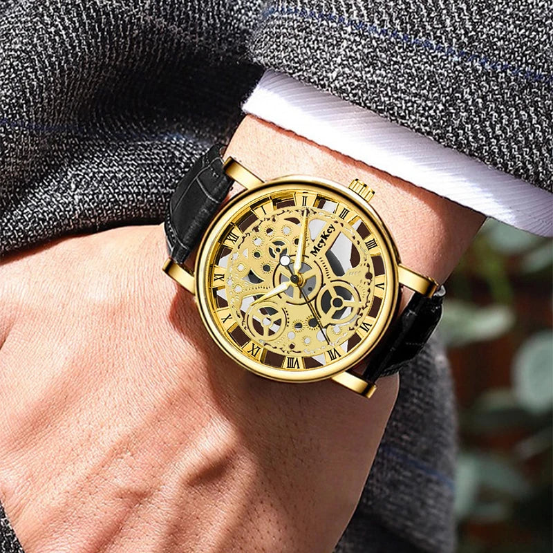 Relógio Pulseira de Couro,Relogio Couro Masculino,Relogio de Couro- Melanio