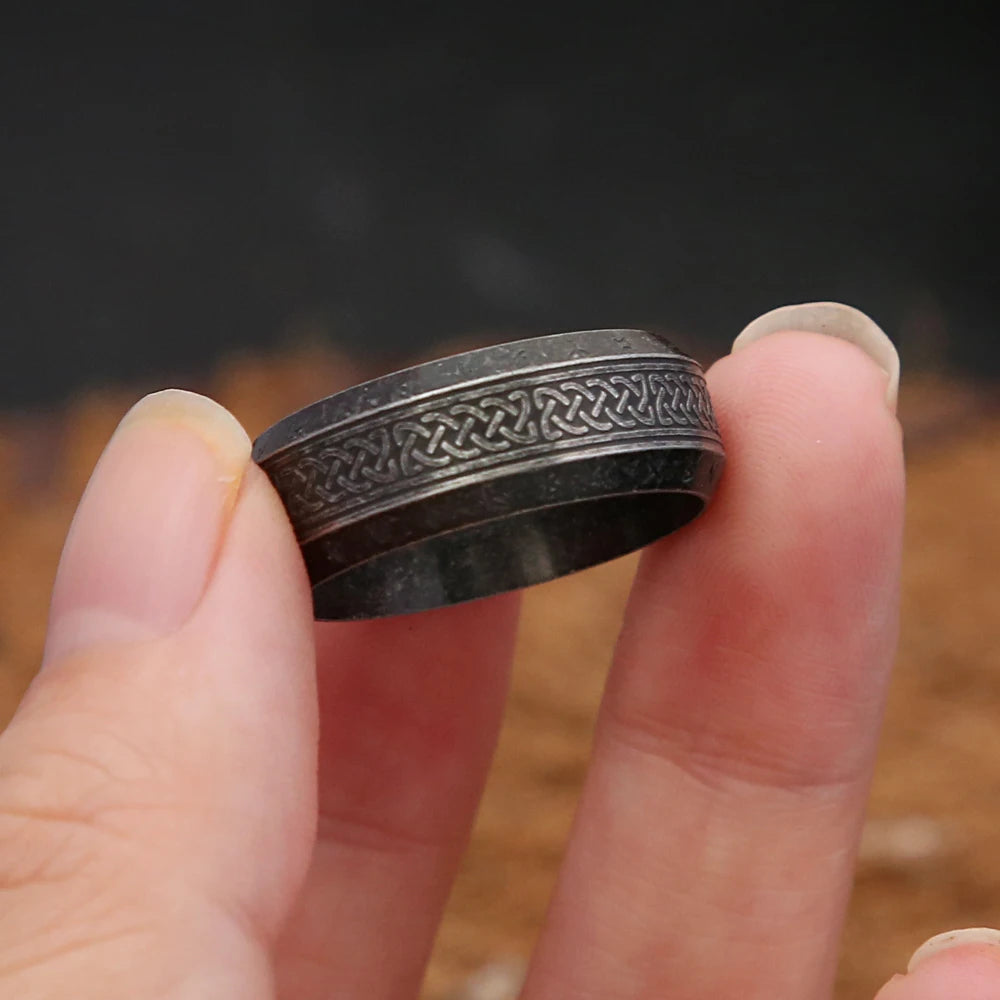 Anel Viking Runa Nórdica em Aço Inoxidável