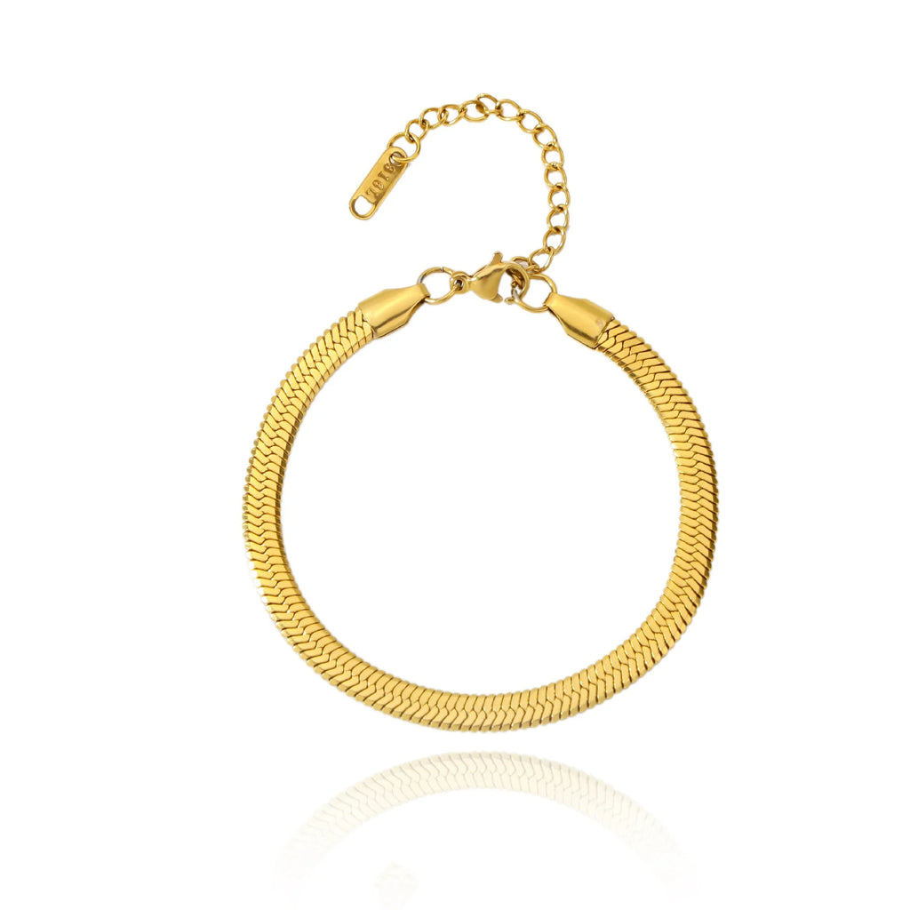 Pulseira Cobra Dourada de Aço Inoxidável