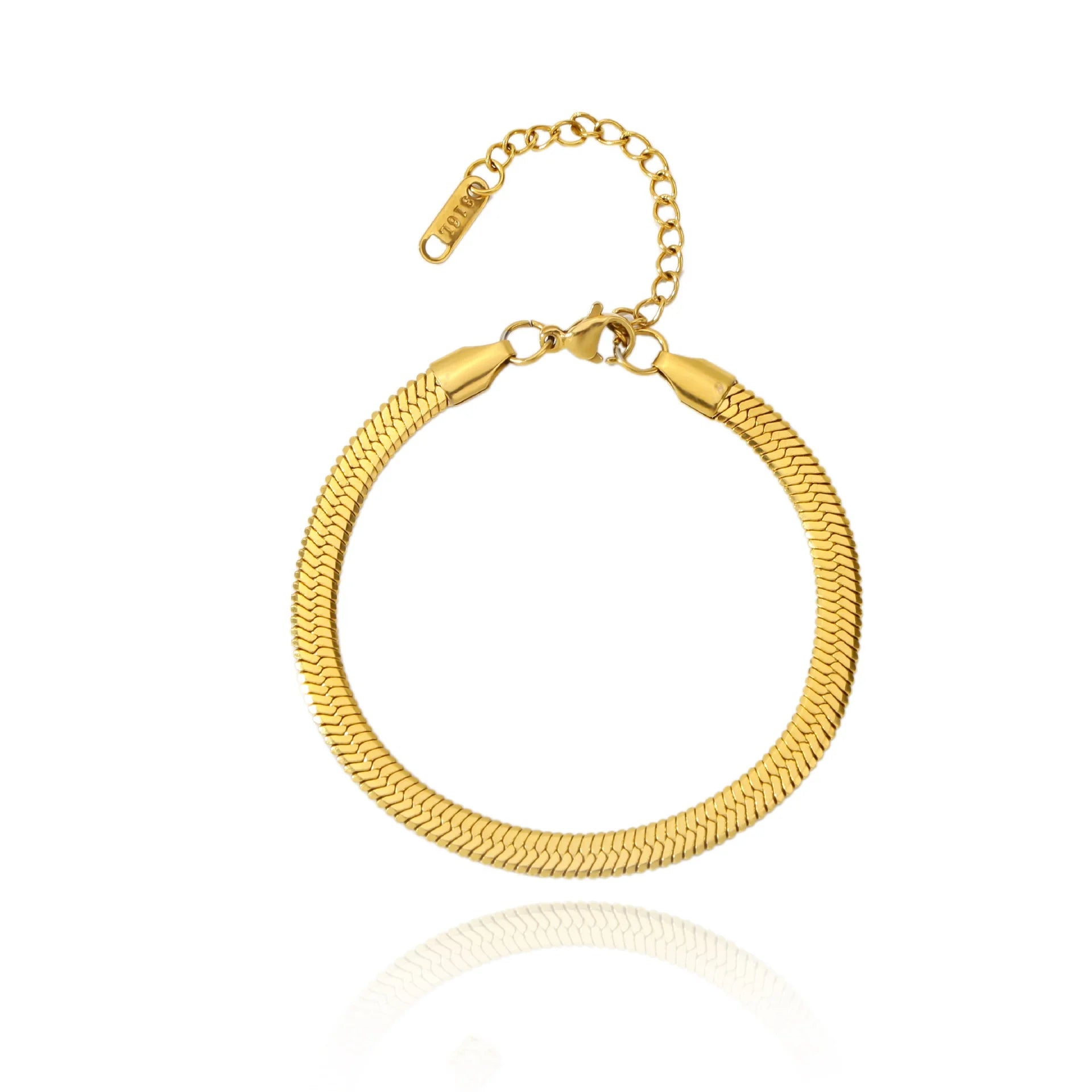 Pulseira Cobra Dourada de Aço Inoxidável