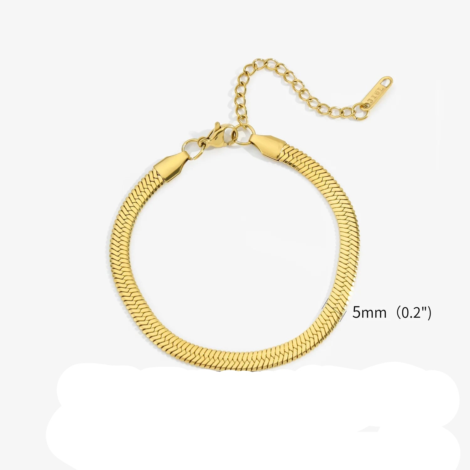 Pulseira Cobra Dourada de Aço Inoxidável