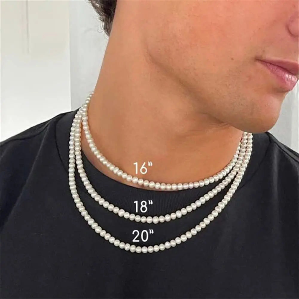 Colar Masculino de Pérolas Elegante