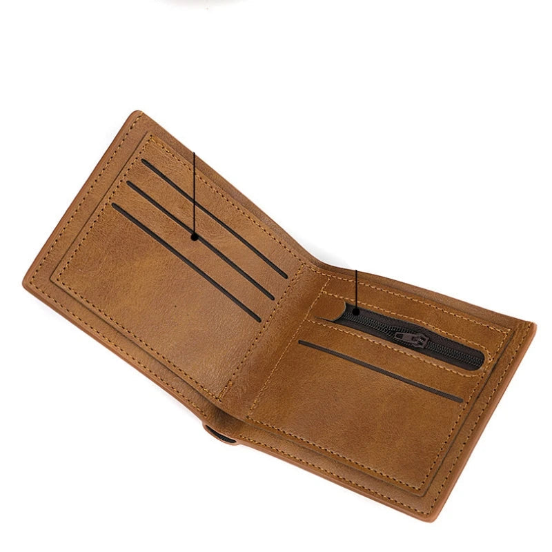 Carteira Masculina Clássica de Couro PU com Zíper