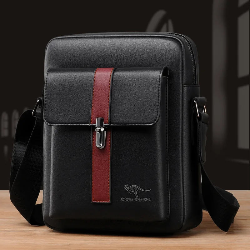 Bolsa de Ombro de Couro PU Antifurto Preto Vermelho- Melanio