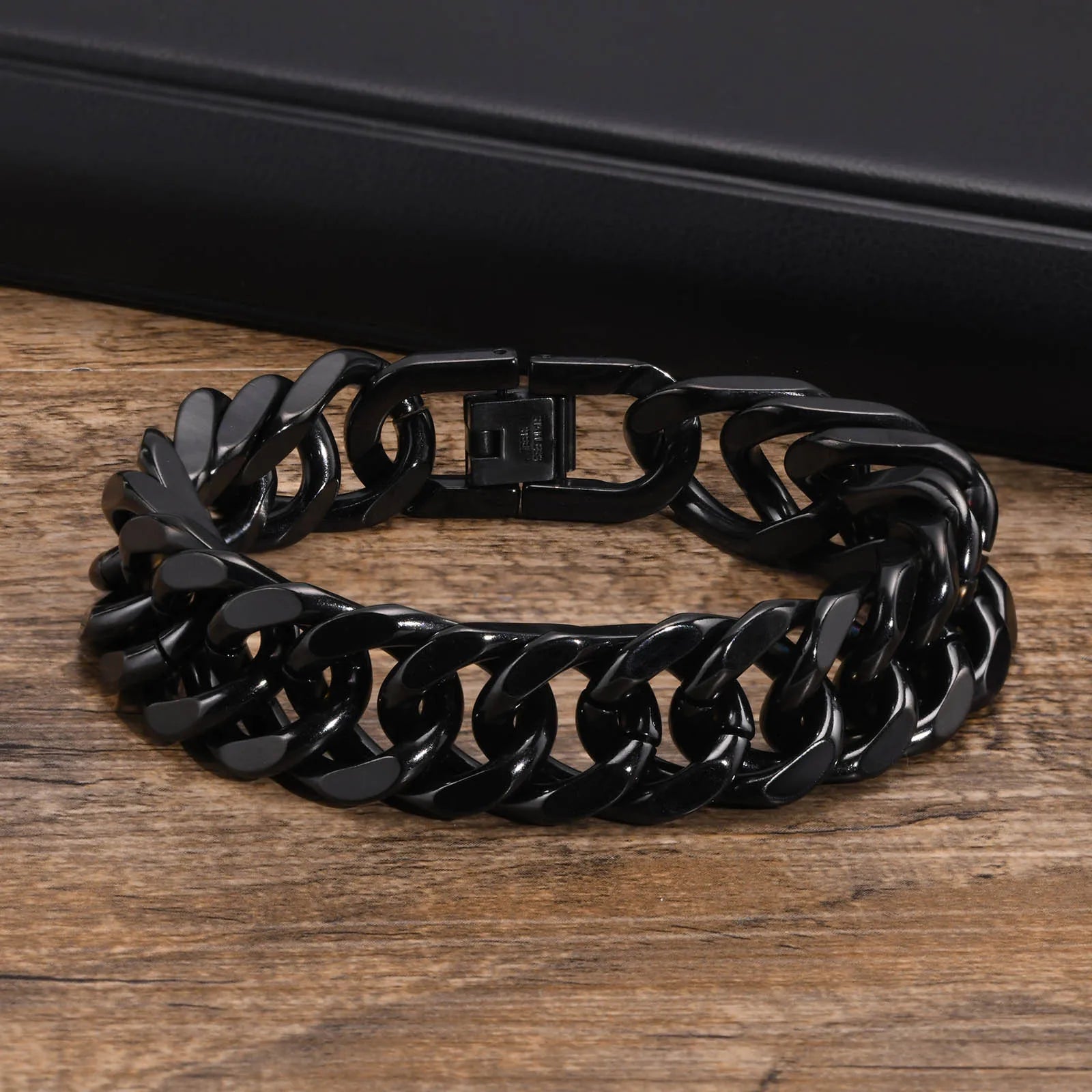 Pulseira de corrente cubana masculina cor dourada, robusta 8/10/12/15mm à prova d'água pulseira de ligação de aço inoxidável joias para presente, 19cm /21.5cm