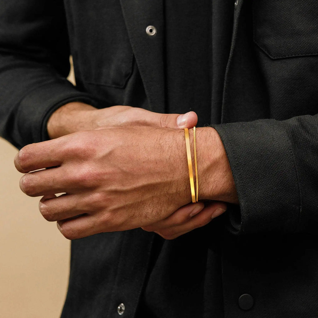 Pulseira de punho ajustável de aço inoxidável para homens simples multi-camada correspondência pulseira moda jóias na moda acessórios masculinos