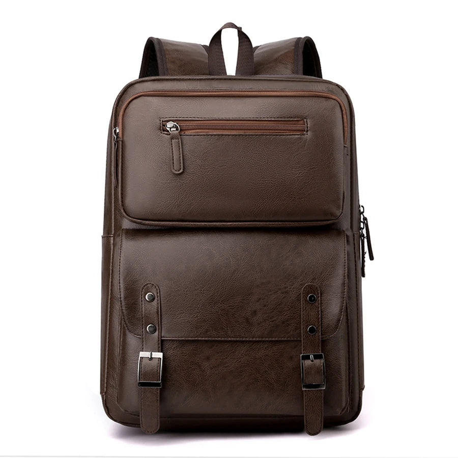 Mochila Masculina de Couro PU Elegante e Funcional