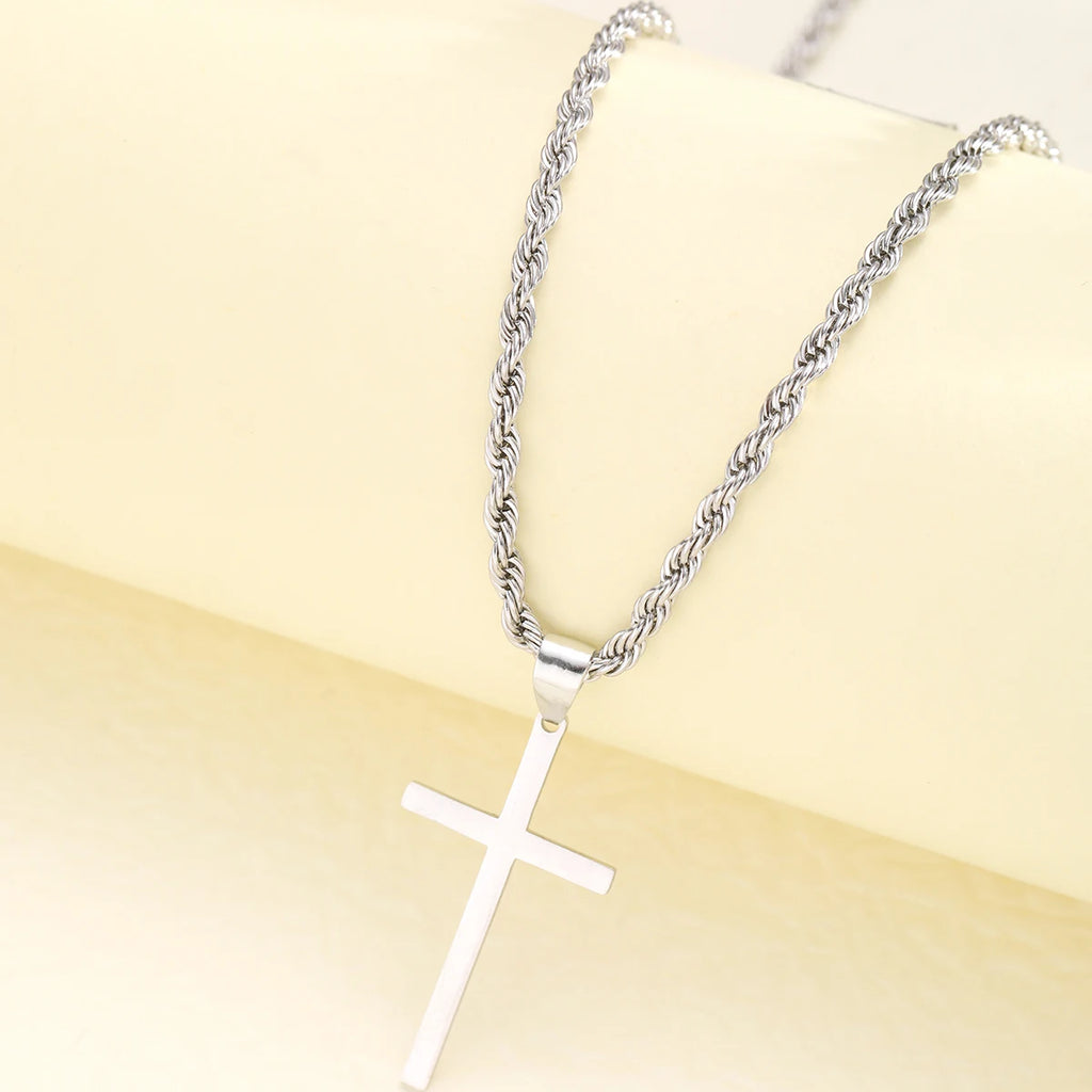 Novo aço inoxidável cruz pingente colar para homens mulheres minimalista cor de ouro jóias masculino feminino colares gargantilhas presentes 2024
