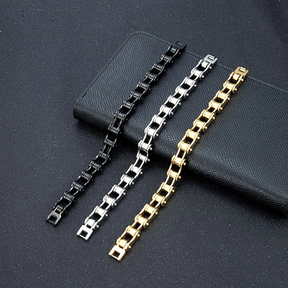 Pulseira MKENDN Punk Rock Corrente de Bicicleta 18k Ouro