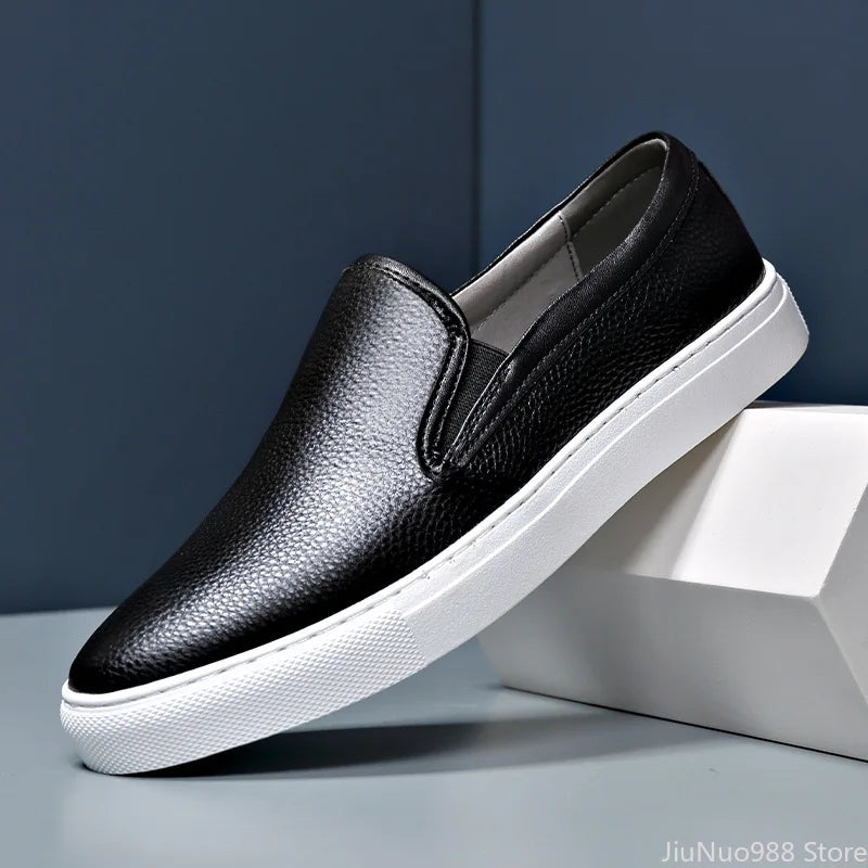 Mocassins Masculinos de Couro Genuíno Slip-On Elegantes
