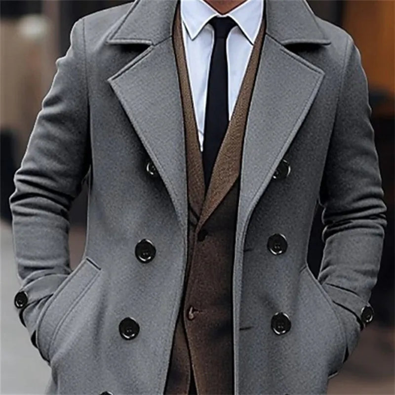 Casaco Masculino Duplo Breasted de Lã - Elegância e Estilo
