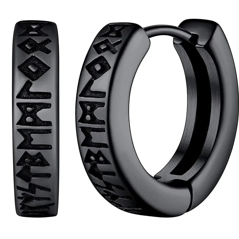 Brincos Viking Runa Aço Inoxidável 316L Masculino