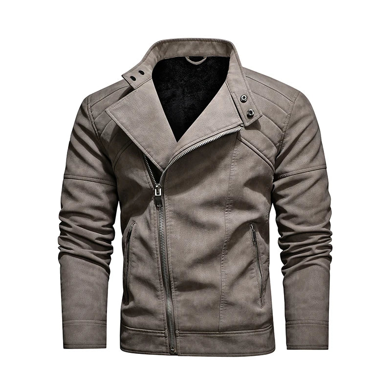 Jaqueta de Couro Masculina com Forro Quente