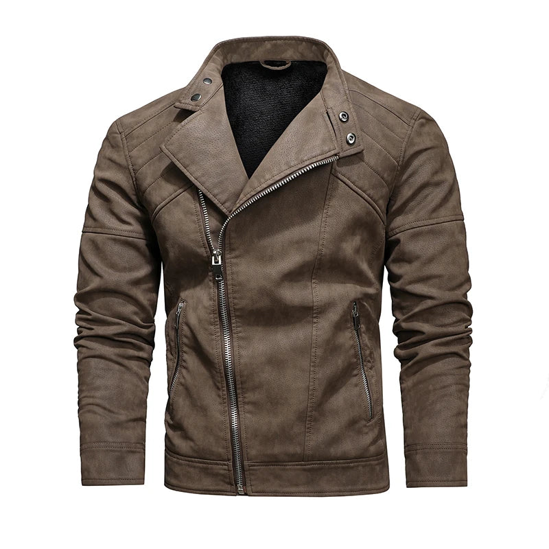 Jaqueta de Couro Masculina com Forro Quente