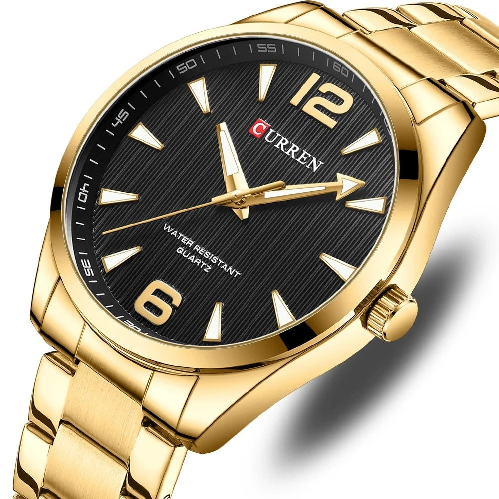 Relógio Masculino Curren com Haste Luminosa e Pulseira de Aço