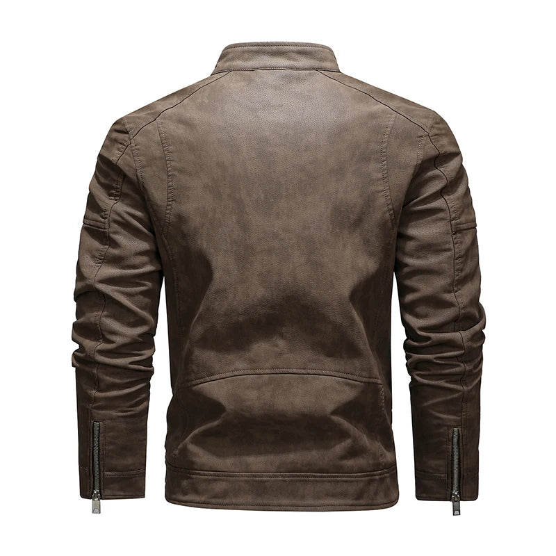 Jaqueta de Couro Masculina com Forro Quente