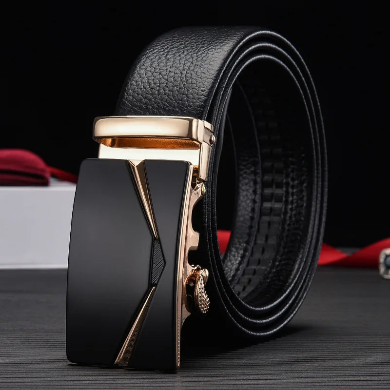 Cinto Automático de Couro Masculino com Design Moderno