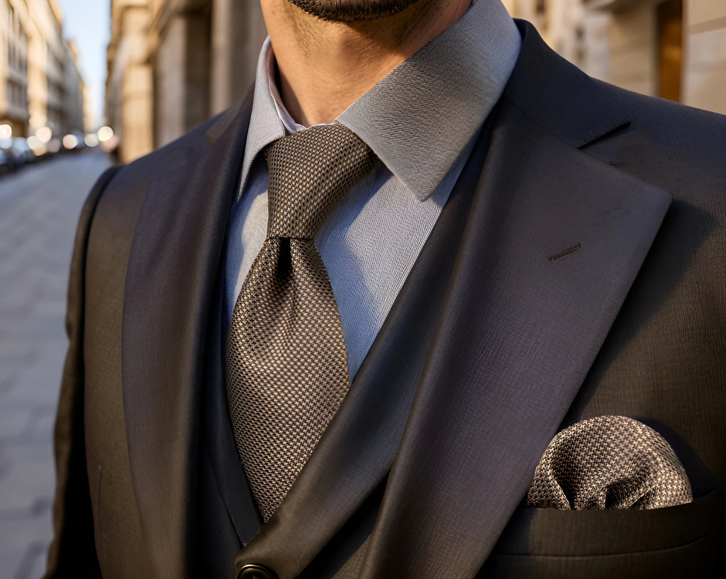 Gravata Houndstooth Marrom Elegante