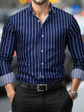 Camisa Casual Masculina Elegante Listrada