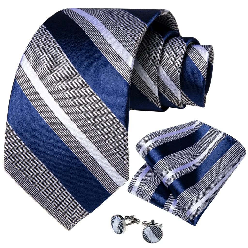 Gravata Luxuosa Azul Listrada