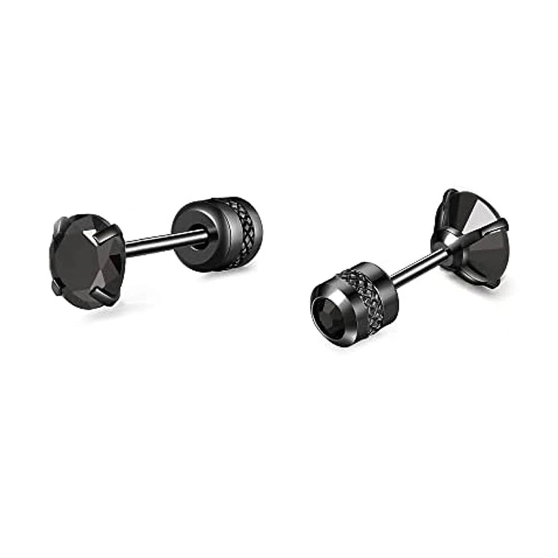 Brincos Masculinos de Aço Inoxidável com Zircão - Conjunto Hipoalergênico
