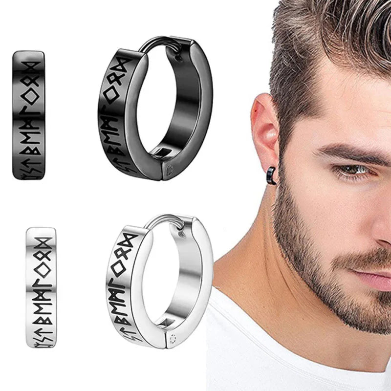 Brincos Viking Runa Aço Inoxidável 316L Masculino
