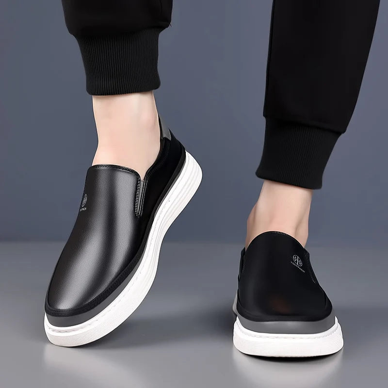 Mocassins Masculinos de Couro Respiráveis e Confortáveis