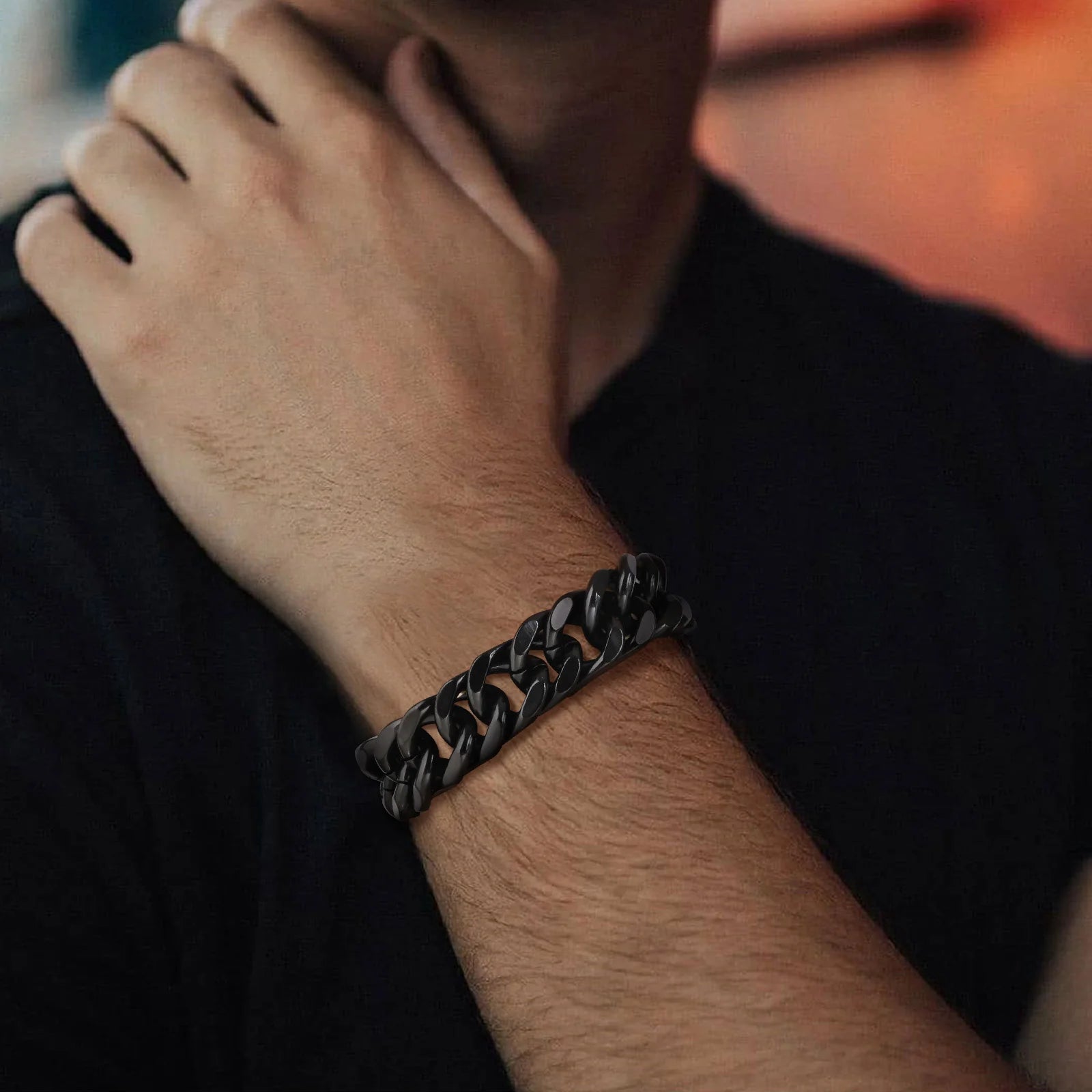 Pulseira de corrente cubana masculina cor dourada, robusta 8/10/12/15mm à prova d'água pulseira de ligação de aço inoxidável joias para presente, 19cm /21.5cm