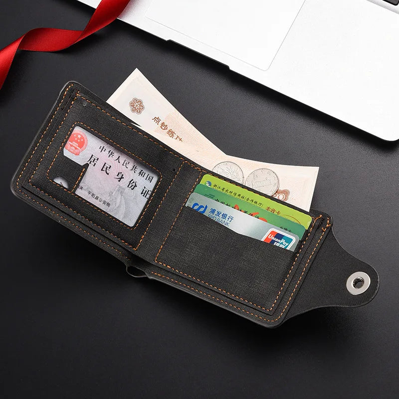 Carteira Masculina Vintage de Couro PU Slim Multifuncional
