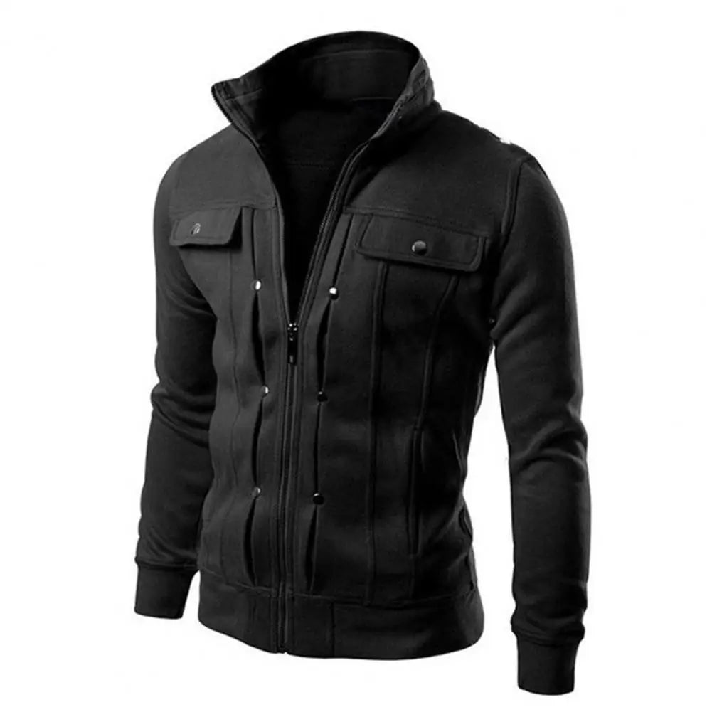 Jaqueta Masculina Casual com Zíper e Botões