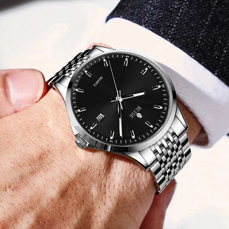 Relógio Masculino Ruige Quartzo Aço Inoxidável Elegante