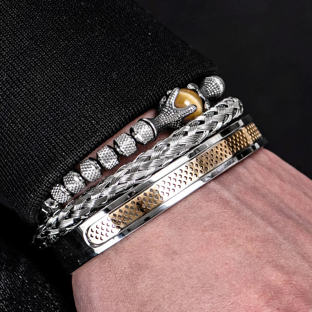 Pulseira Masculina Bracelete em Aço Inoxidável-Loja Melanio