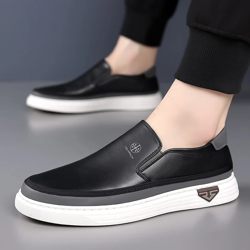 Mocassins Masculinos de Couro Respiráveis e Confortáveis