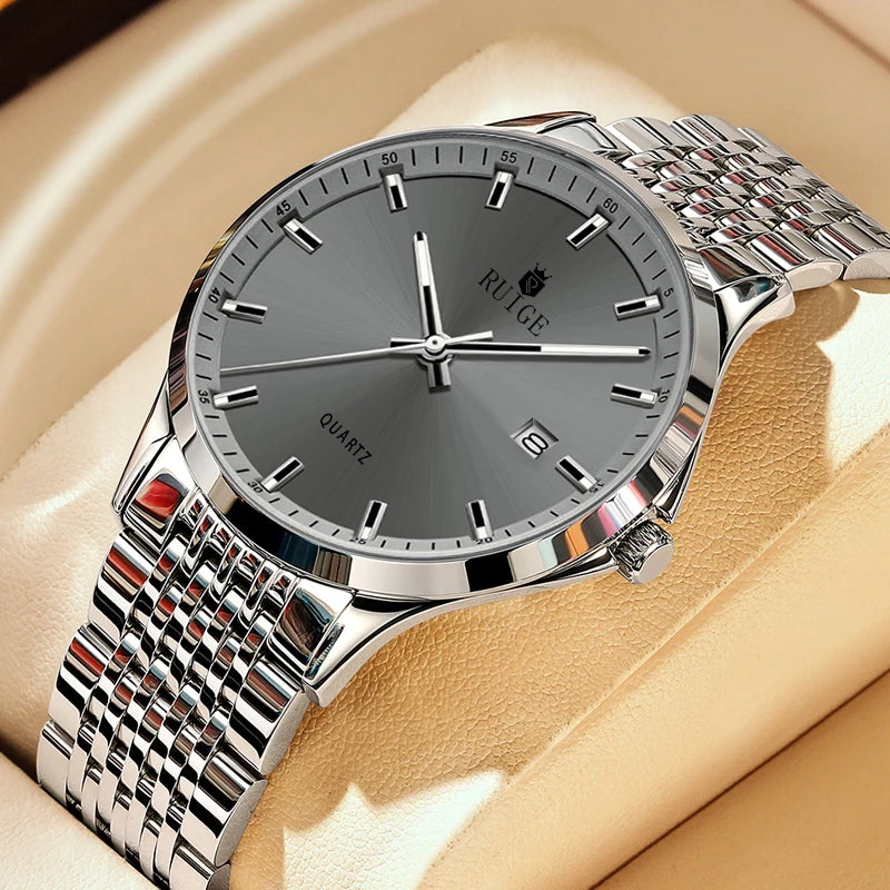 Relógio Masculino Ruige Quartzo Aço Inoxidável Elegante