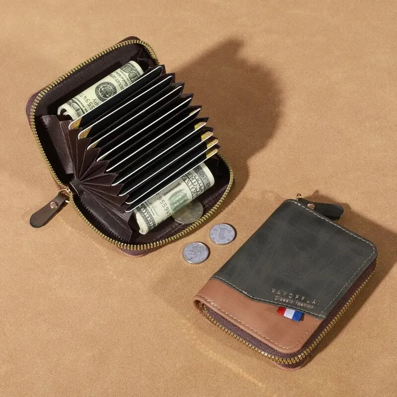 Carteira Multifuncional de Couro PU com Grande Capacidade